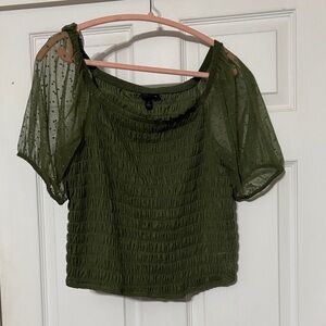 Torrid 1 Dark Green Smocked Blouse
